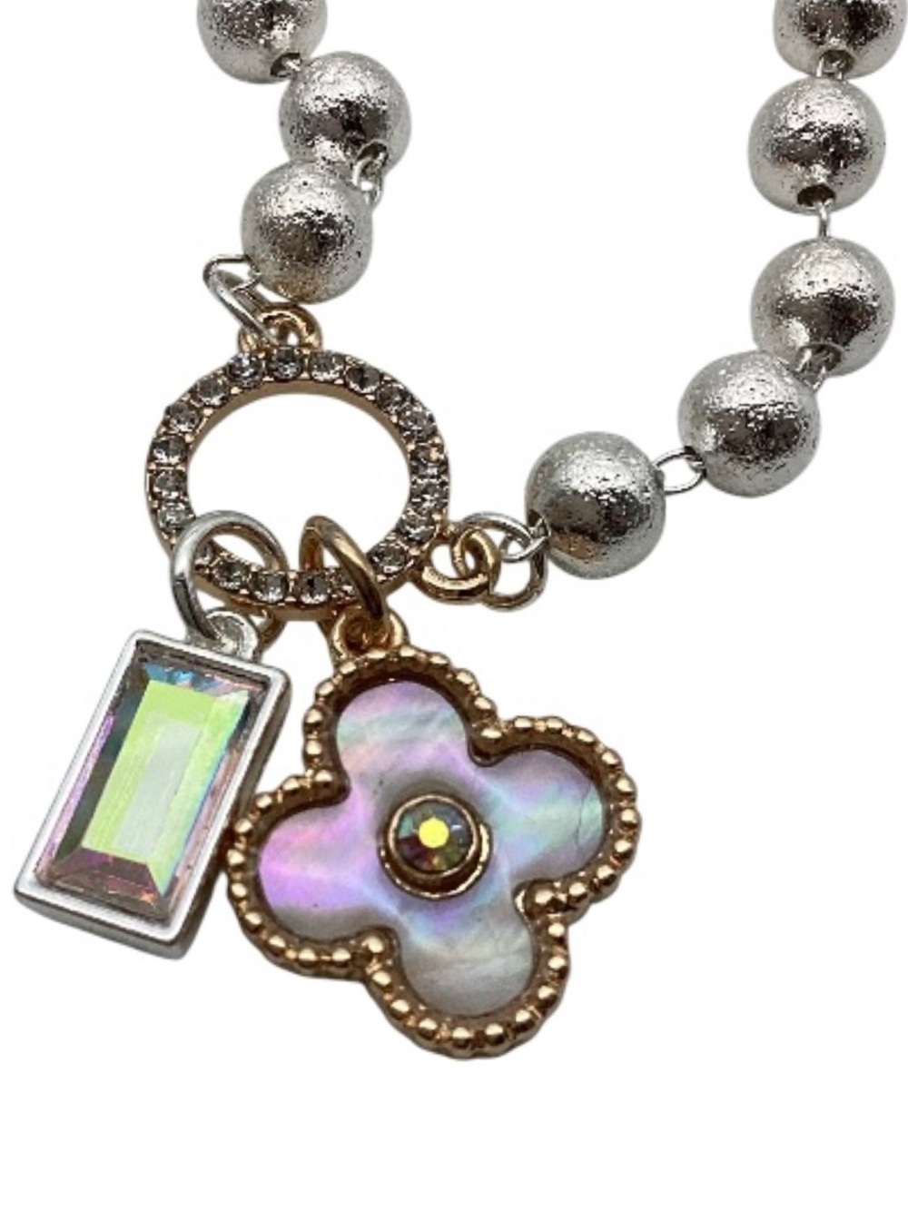 Evermore Quarterfoil Two-Tone Beaded Necklace (NWT) - Picture 10 of 16
